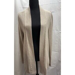 Womens XL Waffle Knit Beige Open Front Sweater Cozy Lounge Studio Works